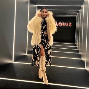 Black and White Long Sleeve Dress - XS